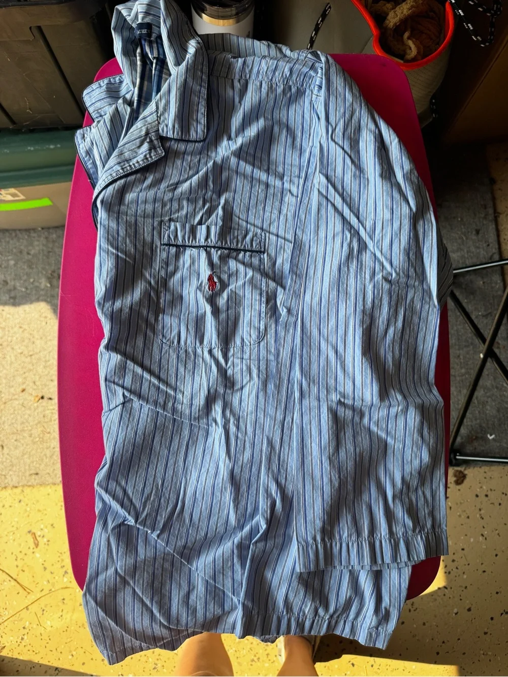 Polo by Ralph Lauren Men's Blue Stripe Button-down pajama set